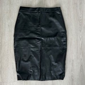 Vegan Leather knee length skirt